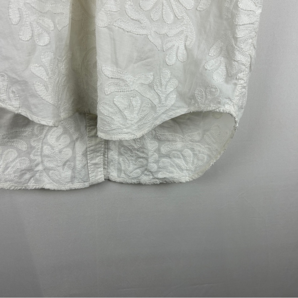 Anthropologie pilcroWhite textured floral oversize shoulder Button Down Shirt XS - Picture 5 of 8